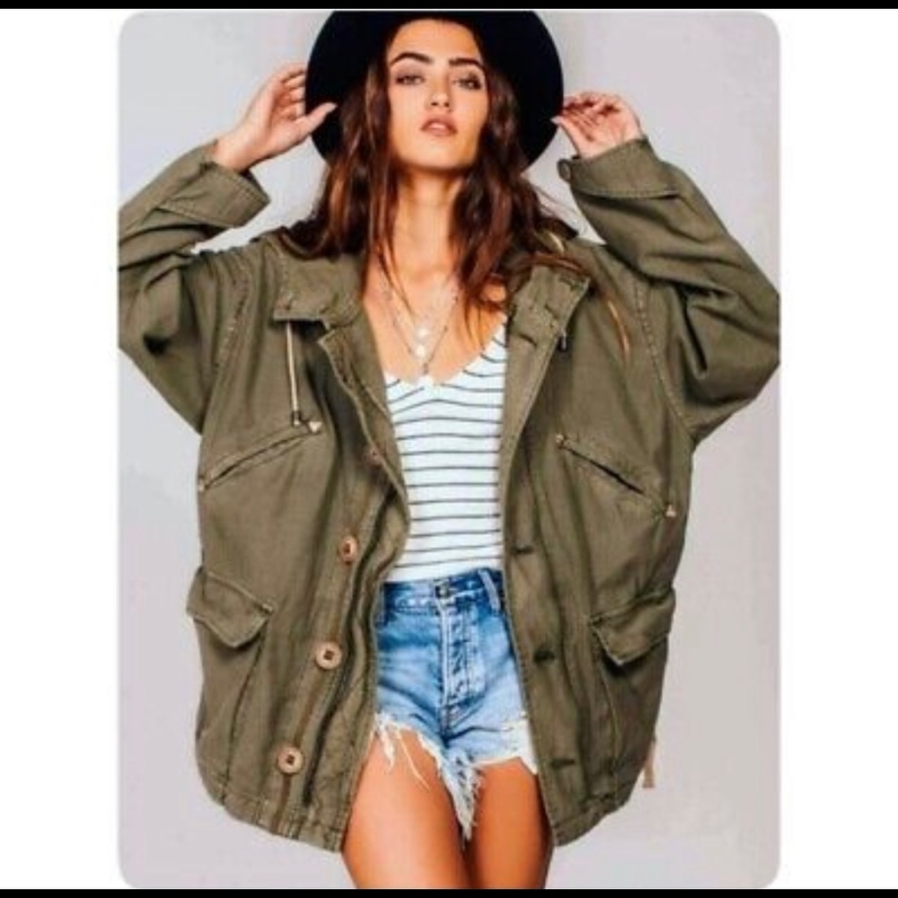 Free People Joshua Tree Utility Jacket Oversized Cargo Army Military OB781981